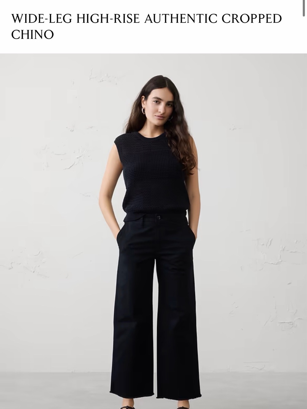 Banana Republic Wide-Leg High-Rise Cropped Pants - Black